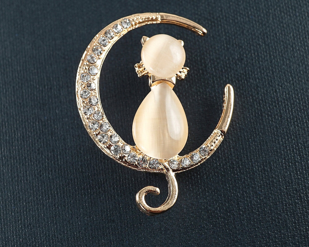 Moon Cats brooch