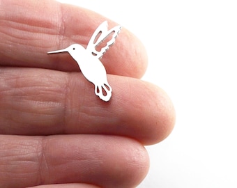 Minimalist Hummingbird Brooch, Modern Bird Lapel Pin for Men, Small Tie Tack Pin for Groom, Tiny Stainless Steel Pin, Gold Silver or Black