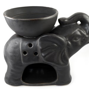 Black Elephant Incense Burner, Ceramic Elephant Incense Lamp candle Holder, Aromatherapy Essential Oil Diffuser, Vintage Bohemian Decor