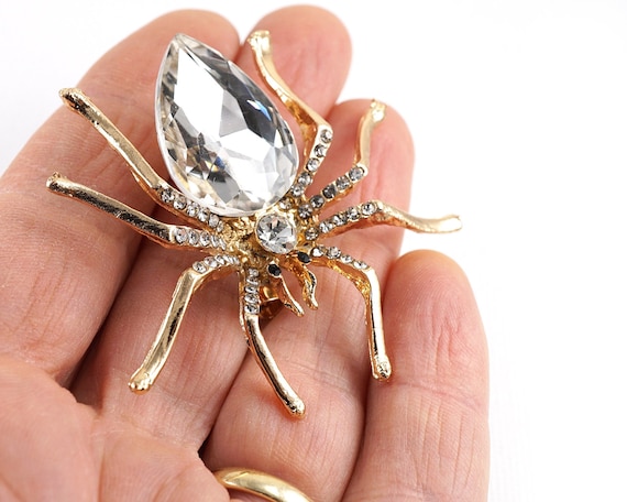 ON VACATION Elegant Spider Brooch, Large Gold Spi… - image 1