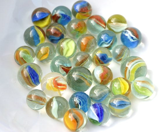 Package of 14 Vitro Agate Marbles Old Vintage US Play Marble Pack Lot Collection 