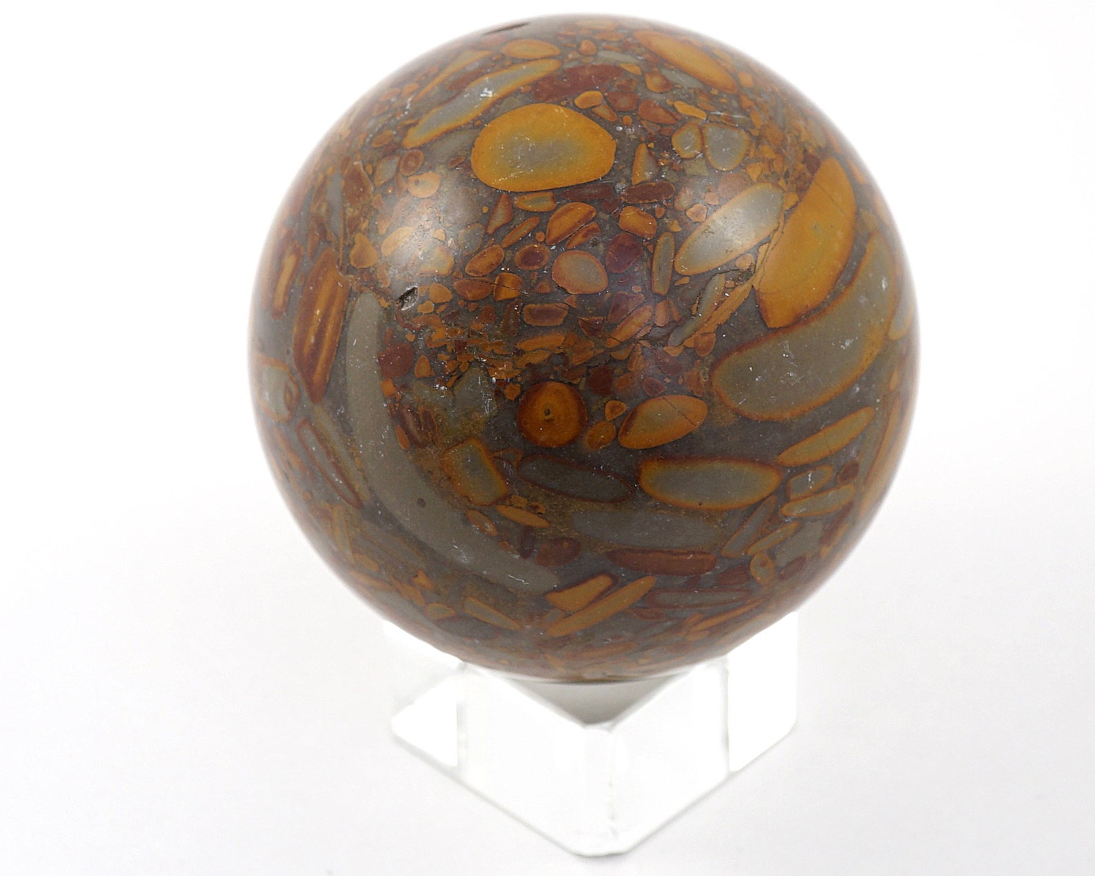 Large Natural Brown Bamboo Leaf Jasper 50mm Stone Sphere Ball Etsy