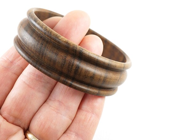 ON VACATION Natural Wood Bangle Bracelet, Dark Br… - image 3