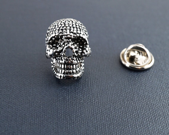 Fermacravatta a forma di teschio fatto a mano: accessorio da uomo, spilla da cravatta da matrimonio - Italia
