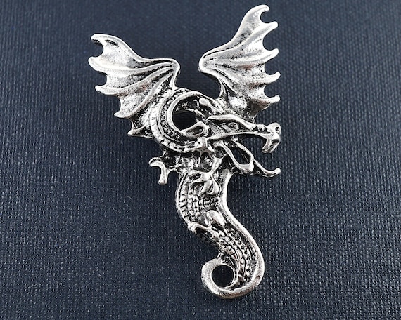 Silver Dragon Brooch Dragon Pin, 2024 Year of Dragon,… - Gem