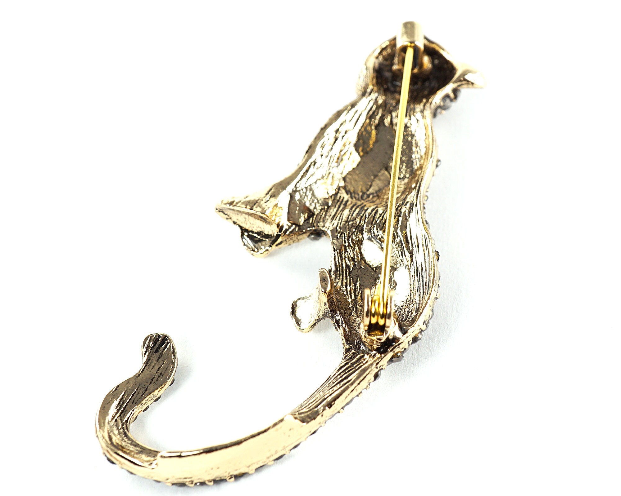 Broche Vintage Léopard Strass - Épingle à Revers Punk Gothique Pour Femme/Homme - Décoration Vêtements, Sac