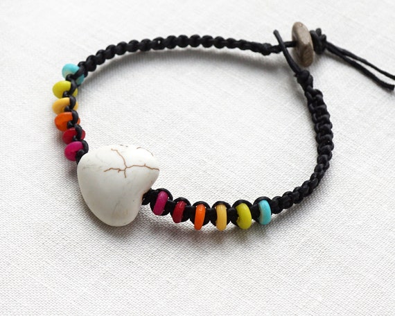 ON VACATION Rainbow Bracelet with White Stone Hea… - image 4