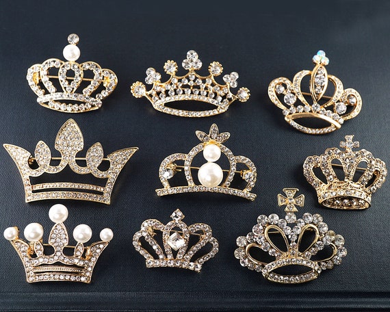 Rhinestone crown pin deals