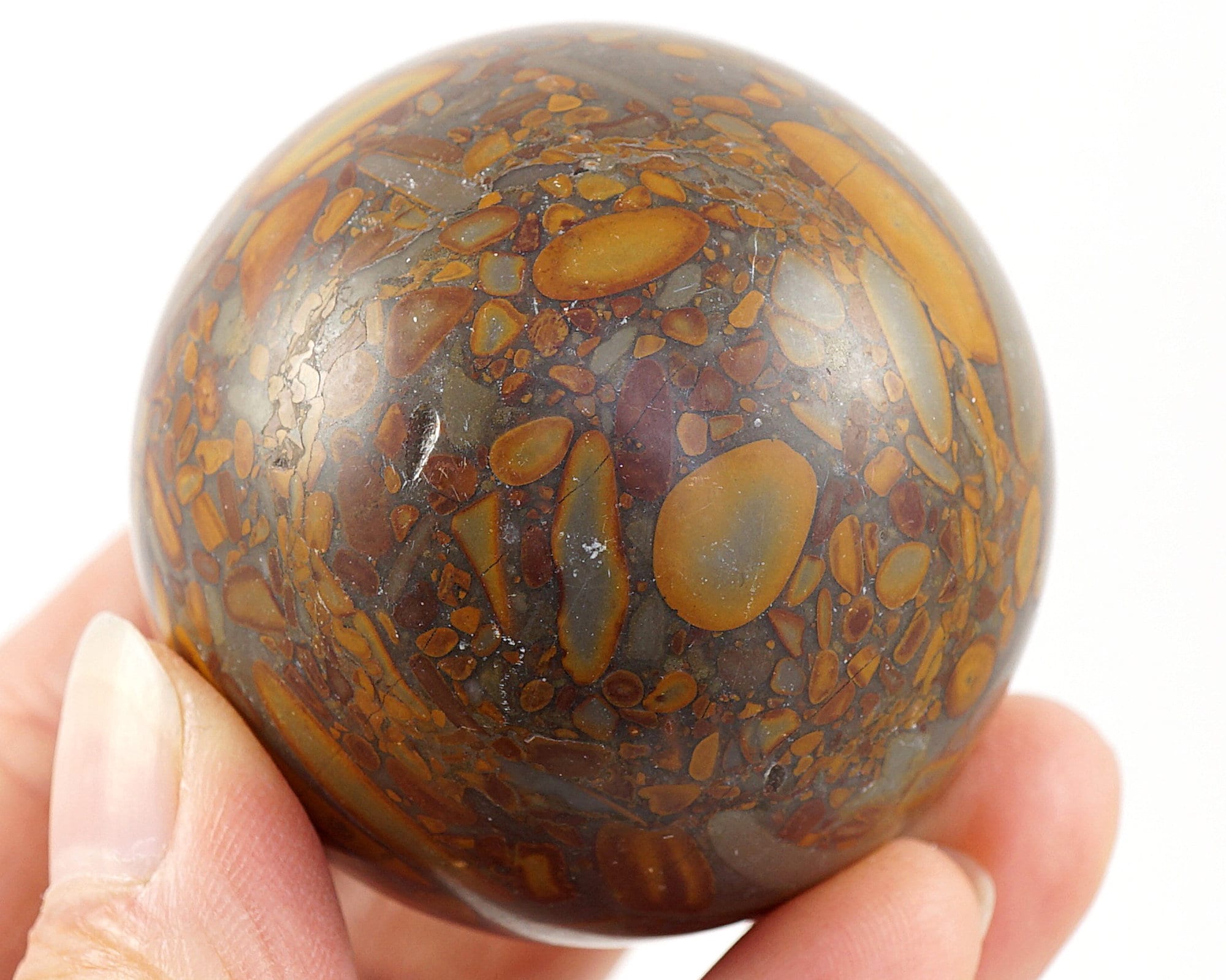 Large Natural Brown Bamboo Leaf Jasper 50mm Stone Sphere