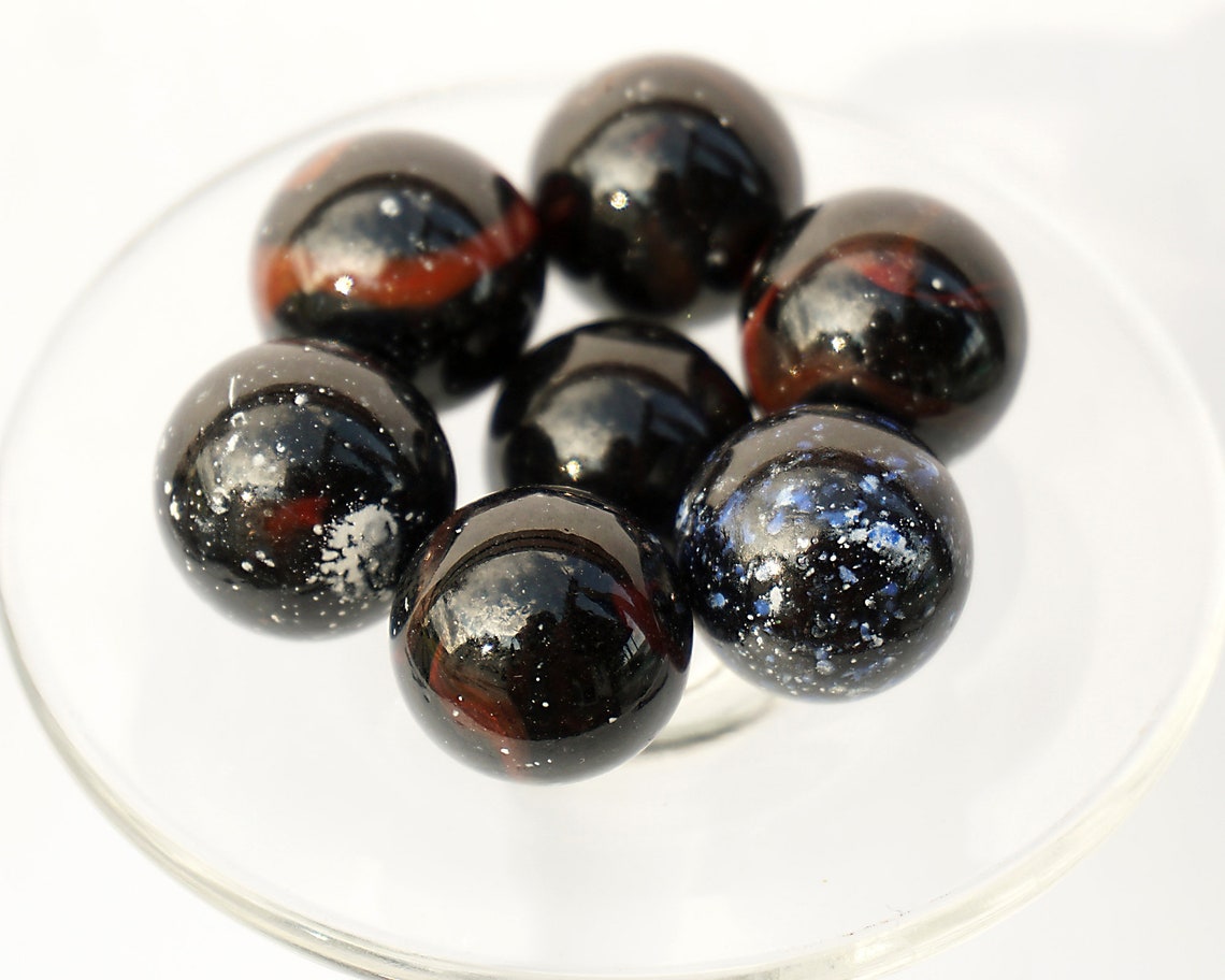 Vintage Czech Glass Marble Black Marble Black Speckled Glass Etsy