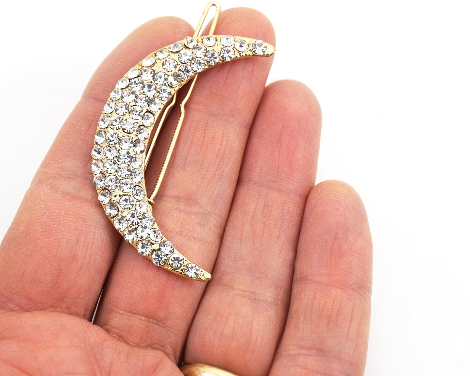 Large Crescent Moon Hair Clip Sparkling Crystal Hair Pin Etsy Canada