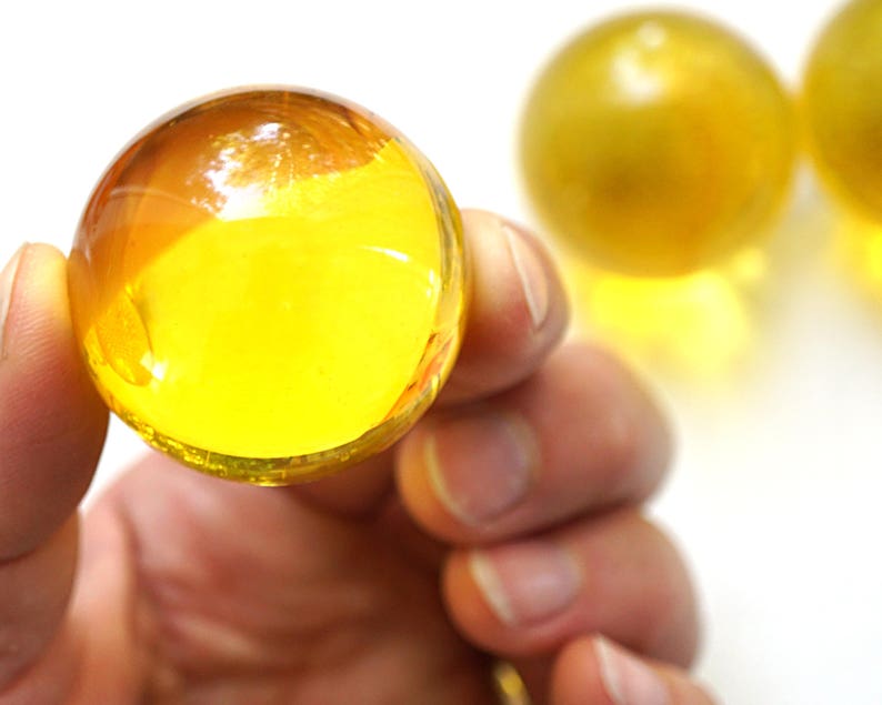 Huge Glass Ball 39mm Large Yellow Marble Big Glass Marble Etsy