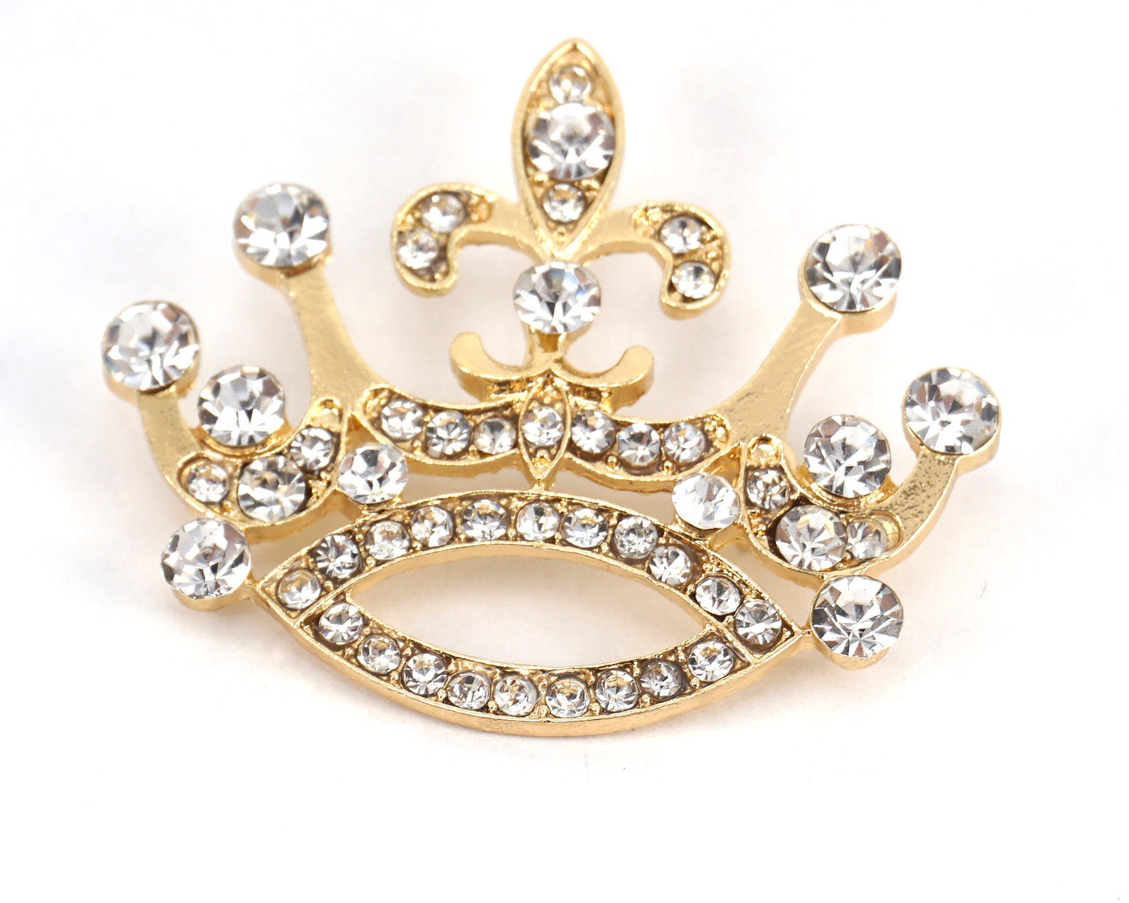 Gold Crown Brooch Rhinestone Crown Brooch Rhinestone Tiara Etsy