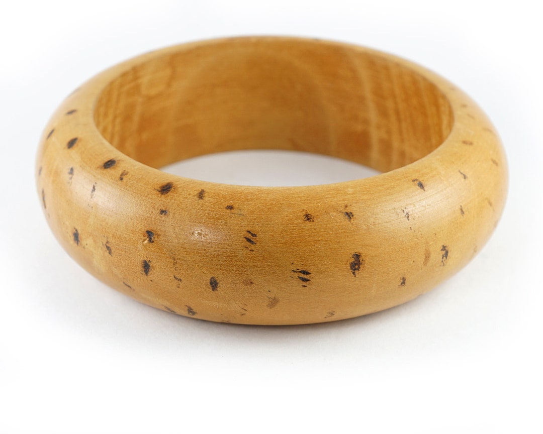 ON VACATION Wide Wooden Bangle, Animal Spots Pattern Bracelet, Safari ...