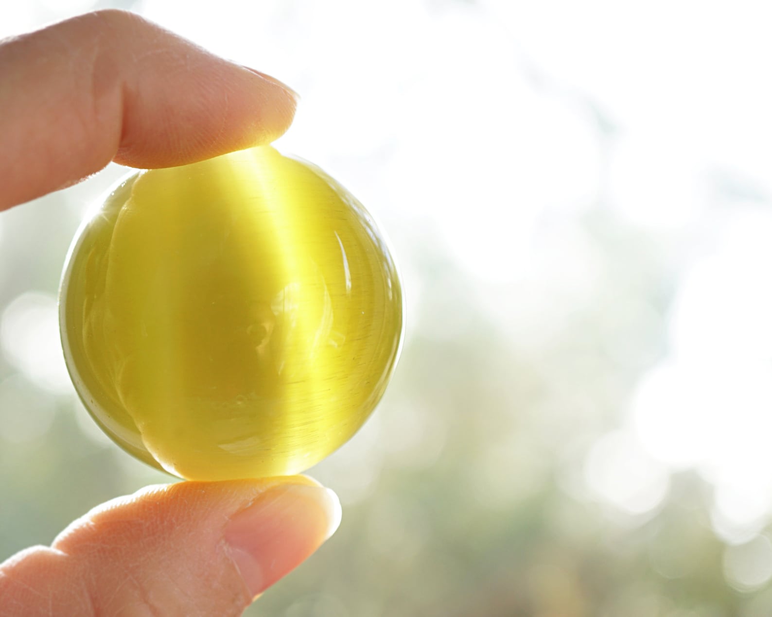 Yellow Cats Eye Marble Large Fiber Optic Crystal Ball Big Etsy