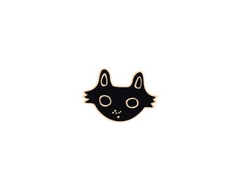 ON VACATION Cute Black Cat Pin Brooch, Pet Kitten Brooch, Cartoon Cat Brooch, Black and Gold Enamel Pin, Gift for Cat Lover