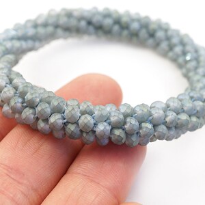 ON VACATION Gray Blue or Earthy Terracotta Beaded Kumihimo Braid Thick Rope bracelet Flexible Friendship bangle Boho Seed Bead image 3