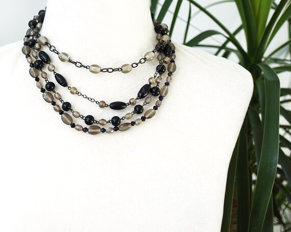 ON VACATION Black and Gray Beaded Chain, Multi La… - image 3