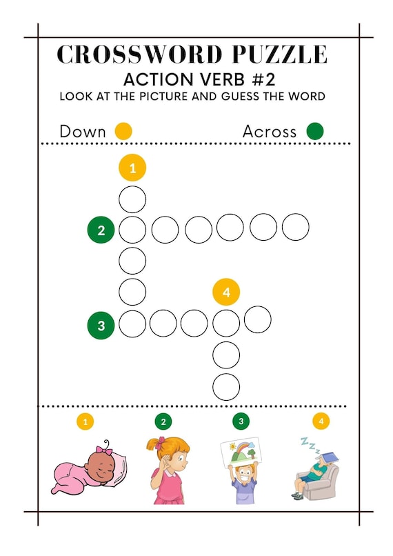 10 x easy crossword printable games active verbs crossword etsy
