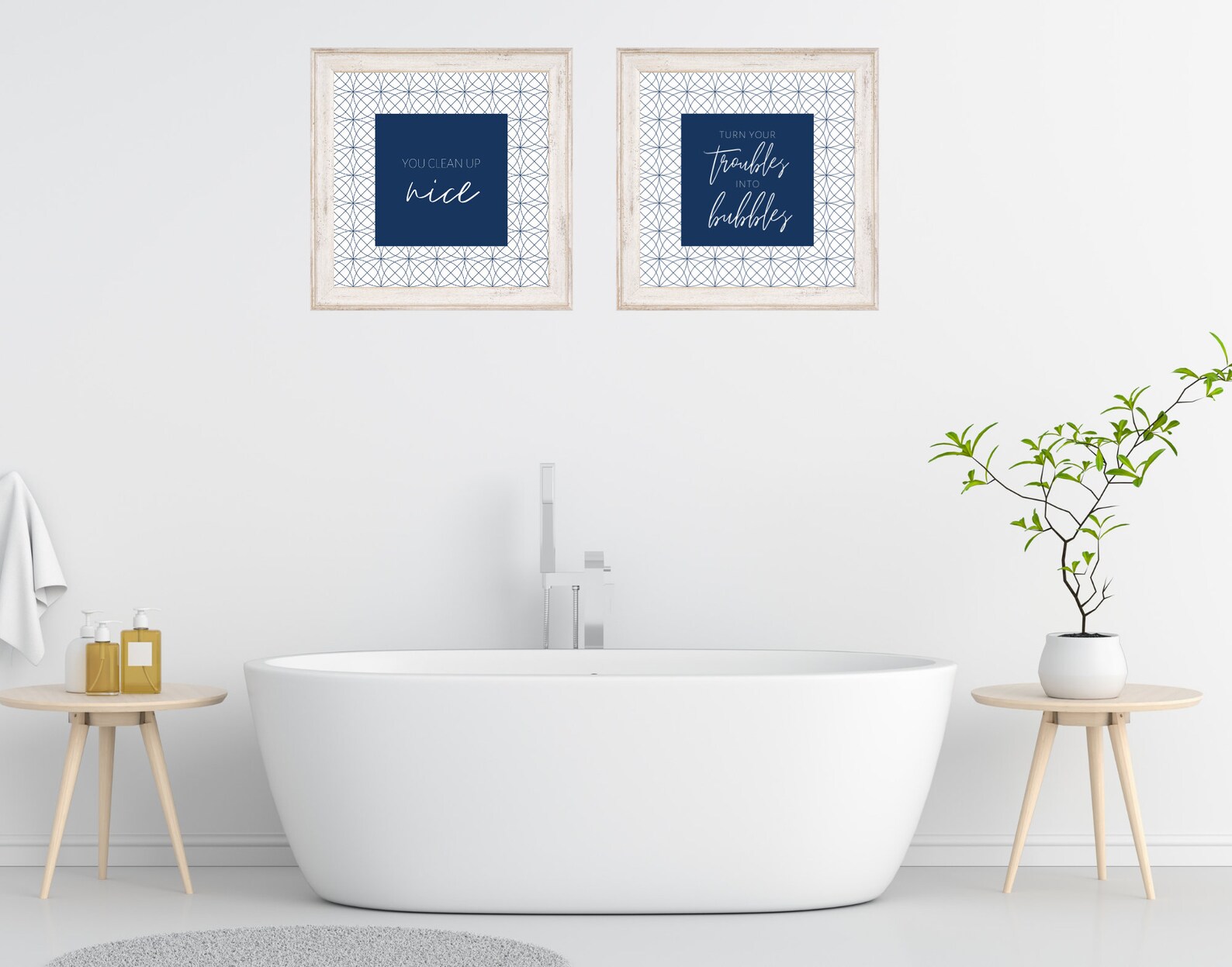 Navy Bathroom Wall Decor You Clean up Nice Turn Your | Etsy