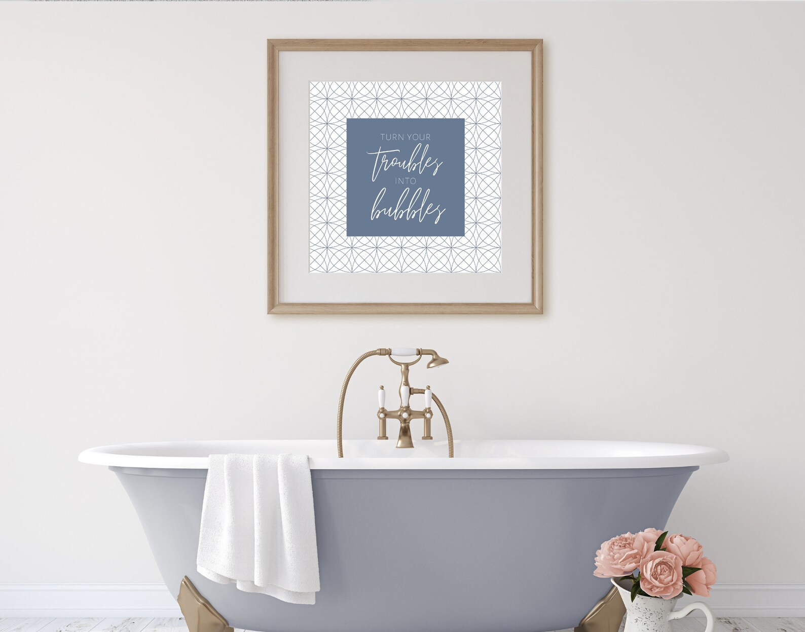 Blue Grey Bathroom Wall Decor You Clean Up Nice Turn Your Etsy France