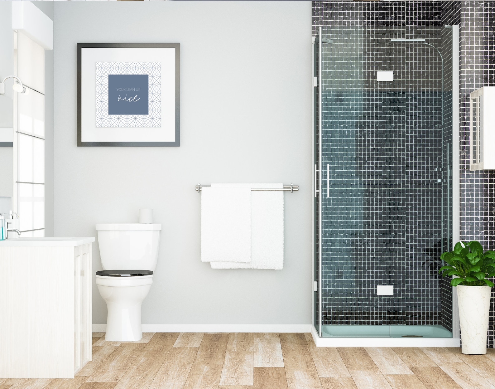 Blue Grey Bathroom Wall Decor You Clean up Nice Turn Your Etsy