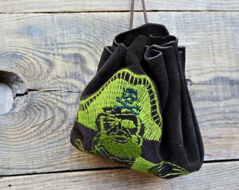 Pirate drawstring leather pouch, Coin Purse, Sea, brown, Leather pouch bag, Small leather pouch, Tobacco, Key pouch, Money pouch, Pouch bags
