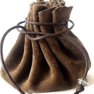 Borsa in pelle con coulisse, Portamonete, Marrone scuro, Borsa a marsupio in pelle, Piccola borsa in pelle, Porta tabacco, Porta chiavi, Porta soldi, Borse a marsupio