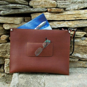 Large Portfolio bag, 13 MacBook Pro case, Business bag, Document bag, A4, Faux Leather, Brown, Handbag, Clutch, Envelope, Tablet case, image 9