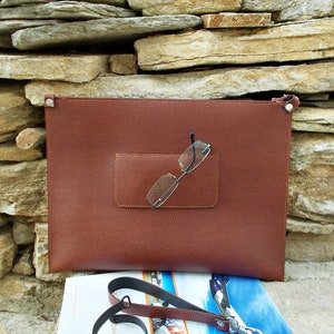 Large Portfolio bag, 13 MacBook Pro case, Business bag, Document bag, A4, Faux Leather, Brown, Handbag, Clutch, Envelope, Tablet case, image 8