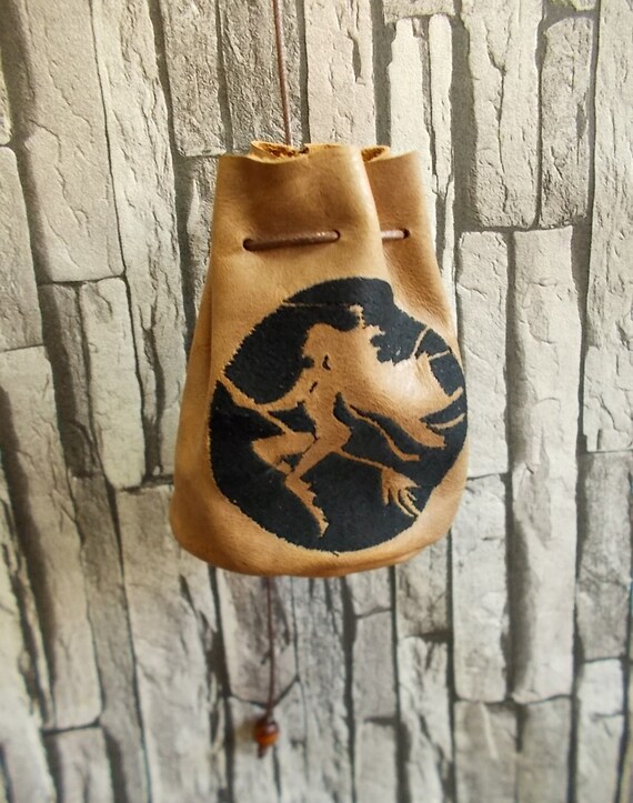 4 Brown Genuine Leather Small 3/" Drawstring Pouch Bag Jewelry Coin Renaissance