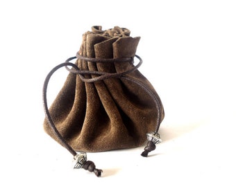 Drawstring leather pouch, Coin Purse, Dark brown, Leather pouch bag, Small leather pouch, Tobacco pouch, Key pouch, Money pouch, Pouch bags