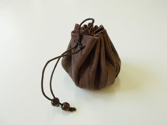 Pouch bags Money pouch Drawstring leather pouch Small leather pouch Key pouch Coin Purse Dark brown Tobacco pouch Leather pouch bag