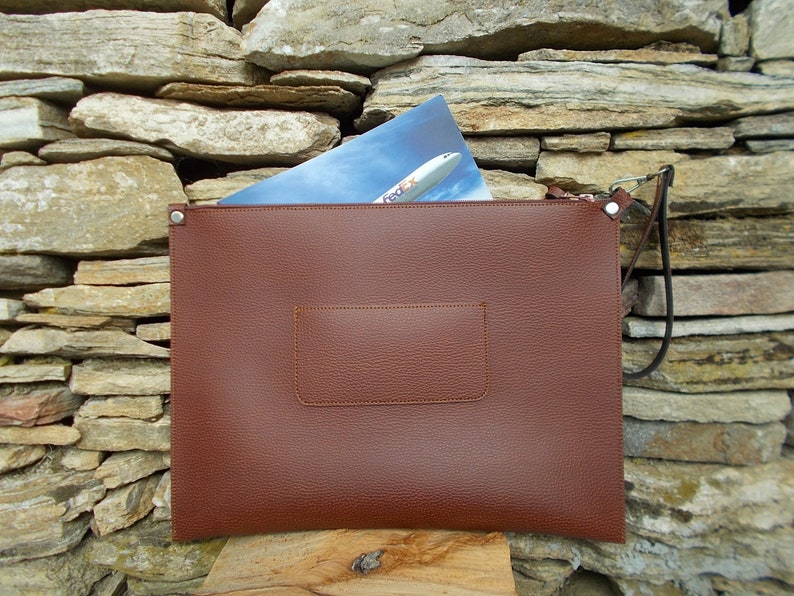 Large Portfolio bag, 13 MacBook Pro case, Business bag, Document bag, A4, Faux Leather, Brown, Handbag, Clutch, Envelope, Tablet case, image 10