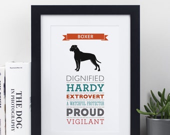 Boxer Dog Breed Traits Print (unframed) - Great Gift for Boxer Lovers!