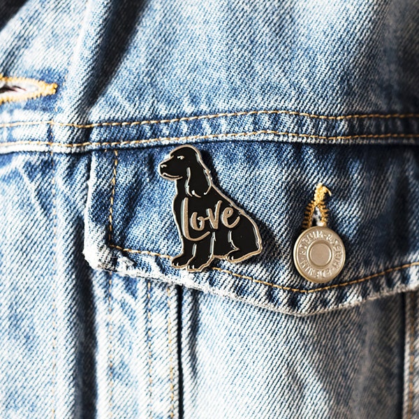 Cocker Spaniel 'Love' Enamel Pin - Spaniel Lapel Pin - Cocker Spaniel Pin