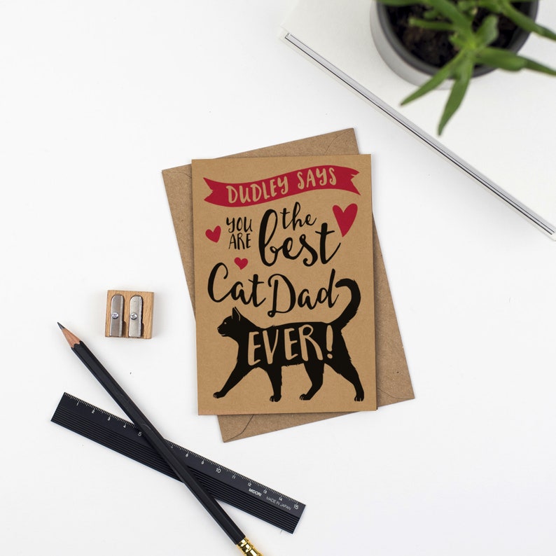 Best Cat Dad Ever Card From the Cat Personalised Best Cat Etsy