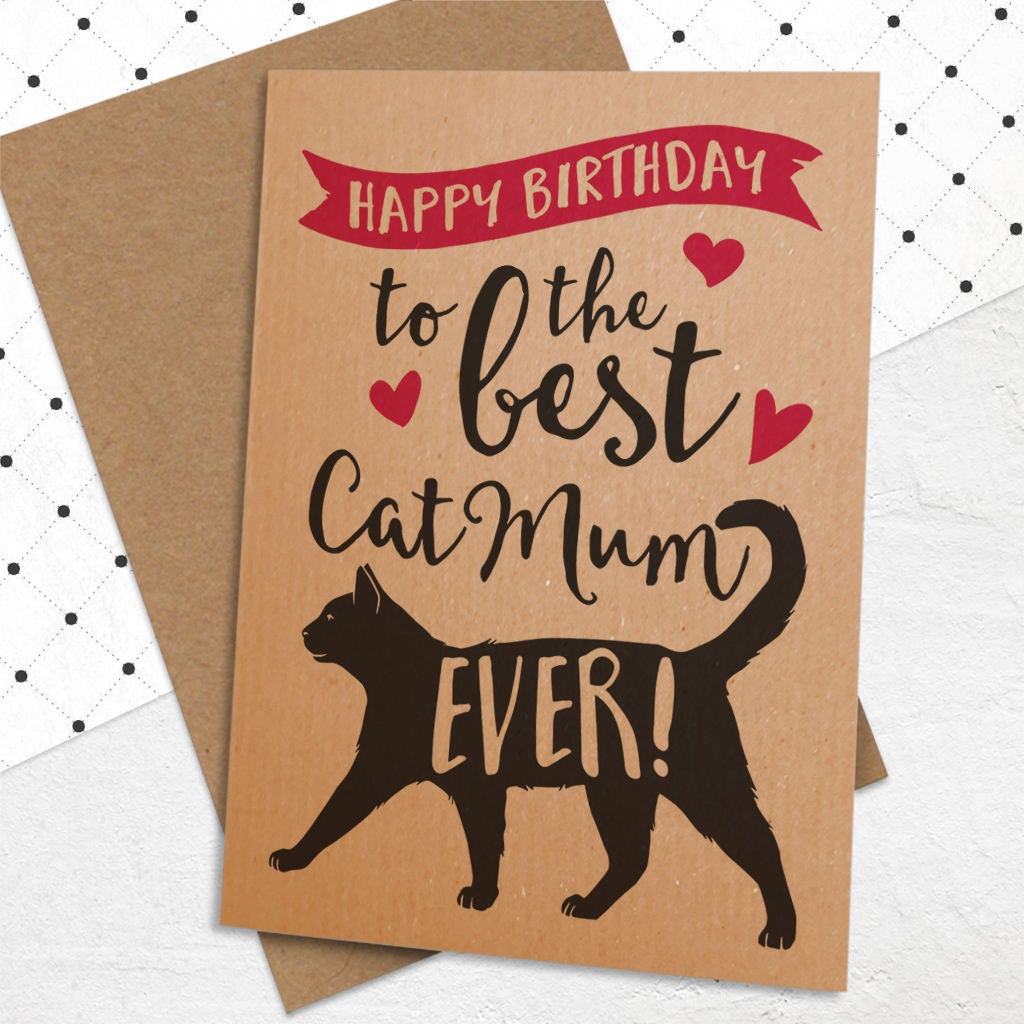 Best Cat Mum Mom Birthday Card Birthday Card Etsy 