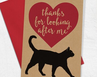 Cat Thank You card for cat sitter | Pet sitter card from the cat