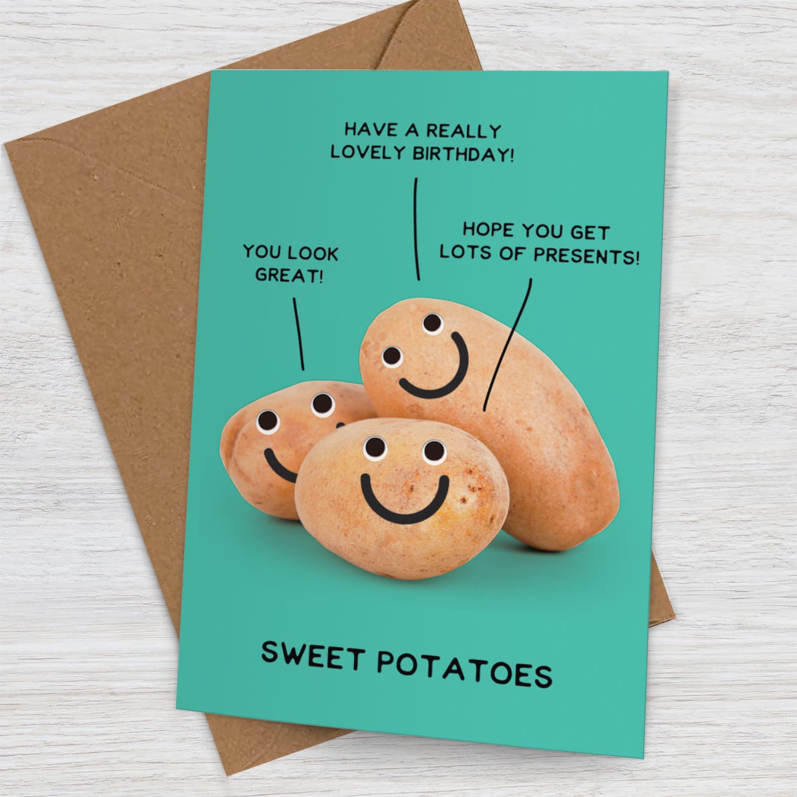 Sweet Potatoes pun birthday card Funny birthday card Happy image 1.