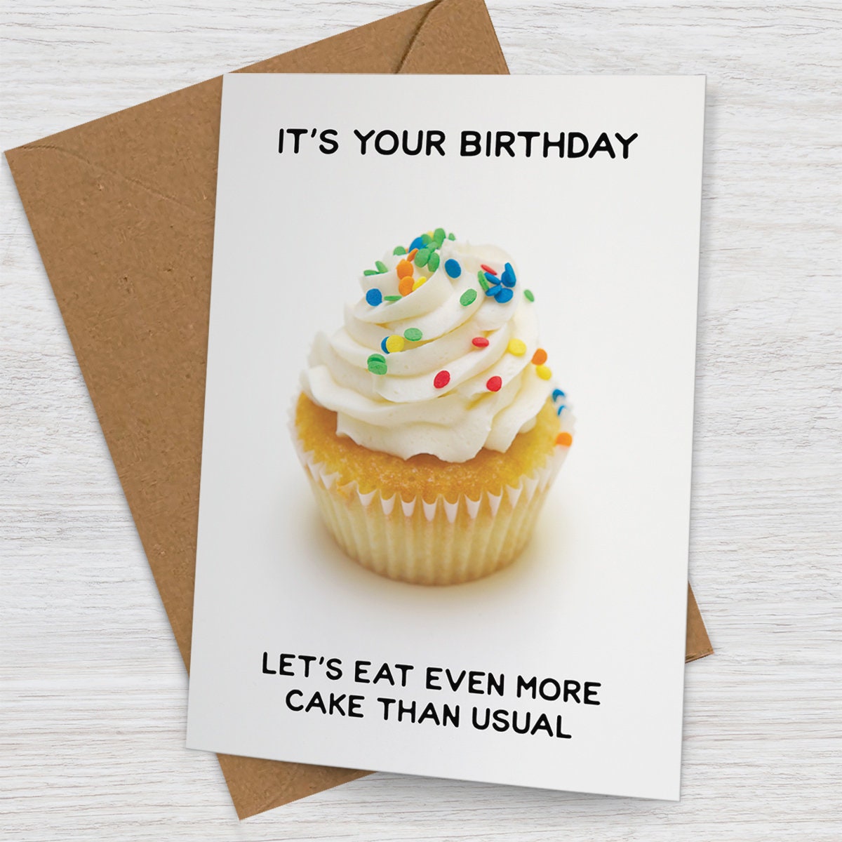 Let's Eat Cake Birthday Card Funny Birthday Card for - Etsy