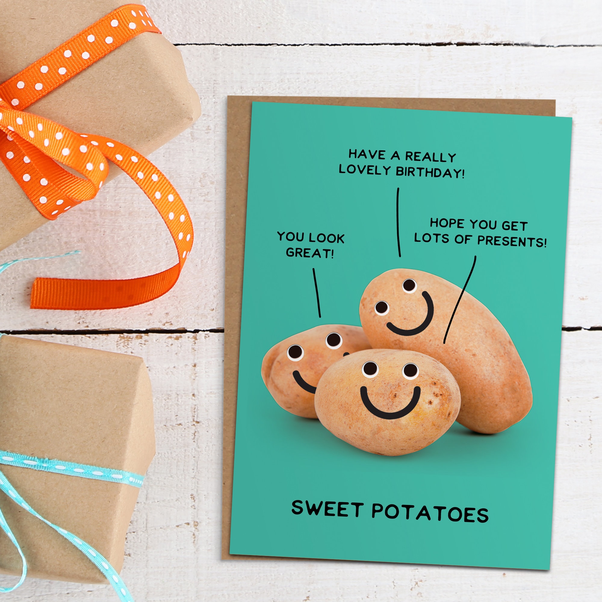 Sweet Potatoes pun birthday card Funny birthday card Happy Etsy