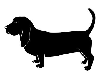 Basset Hound Dog Breed Vector Silhouette - (formats - eps, svg, png & jpg)