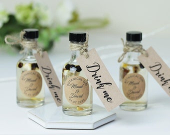 Personalised Botanical Kraft Gin Bottles for Wedding Favours (empty for you to fill)