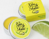 Gin Tonic Lip Balm, Yellow, Lemon, Lime, Juniper, Stocking Filler.