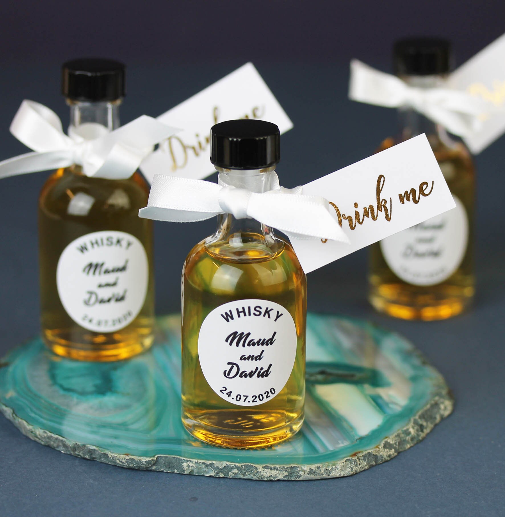 White and Gold Wedding Favours for Whisky Miniature Bottles Etsy