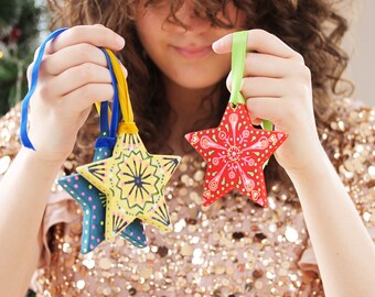 Paint Your Own Jesmonite Hanging Star Kit, craft kit, Christmas Decorations.