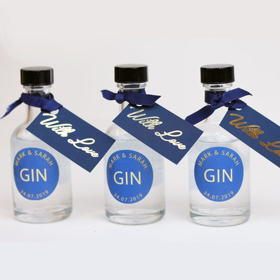 10 Personnalisé Mariage Faveur Cravate TAGS//ETIQUETTES//Miniature alcool bouteilles