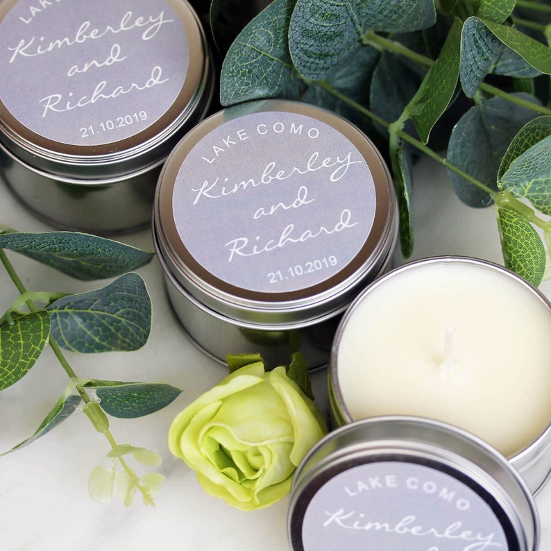 Grey and Silver Scented Candle Wedding Favours personalised Etsy