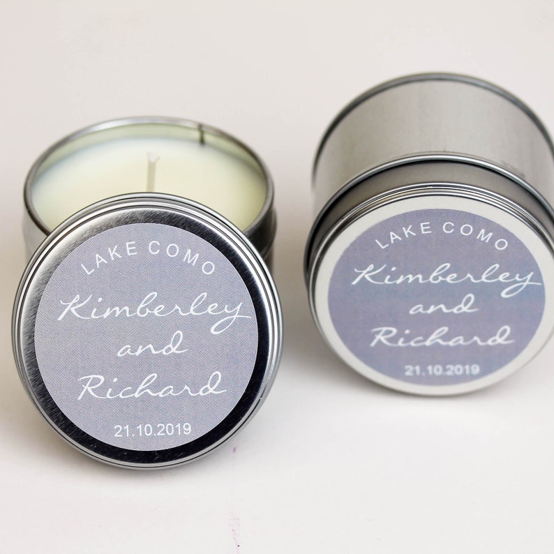 Grey and Silver Scented Candle Wedding Favours personalised Etsy